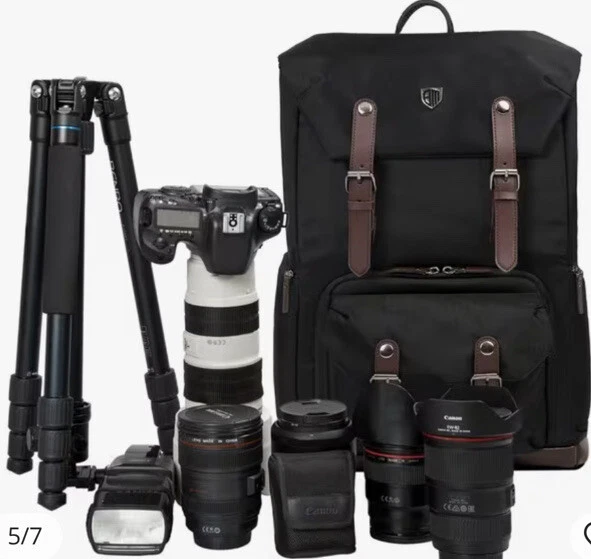 BAGSMART Backpack Canvas&Leather Retro Camera Bag NATIONAL GEOGRAPHIC - Image 4 of 4