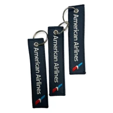 Set 3 Keychain American Airlines - 130*30mm twill+embroidery logo on both sides