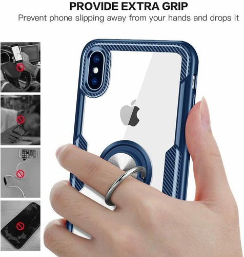 Shockproof Heavy Duty Ring Stand Clear Case for Apple iPhone8 XR XSMax 11pro SE - Picture 5 of 16