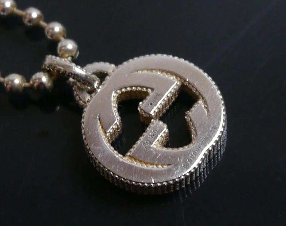 Autentica collana Gucci ad incastro GG in argento sterling #12312 - Immagine 4 di 4