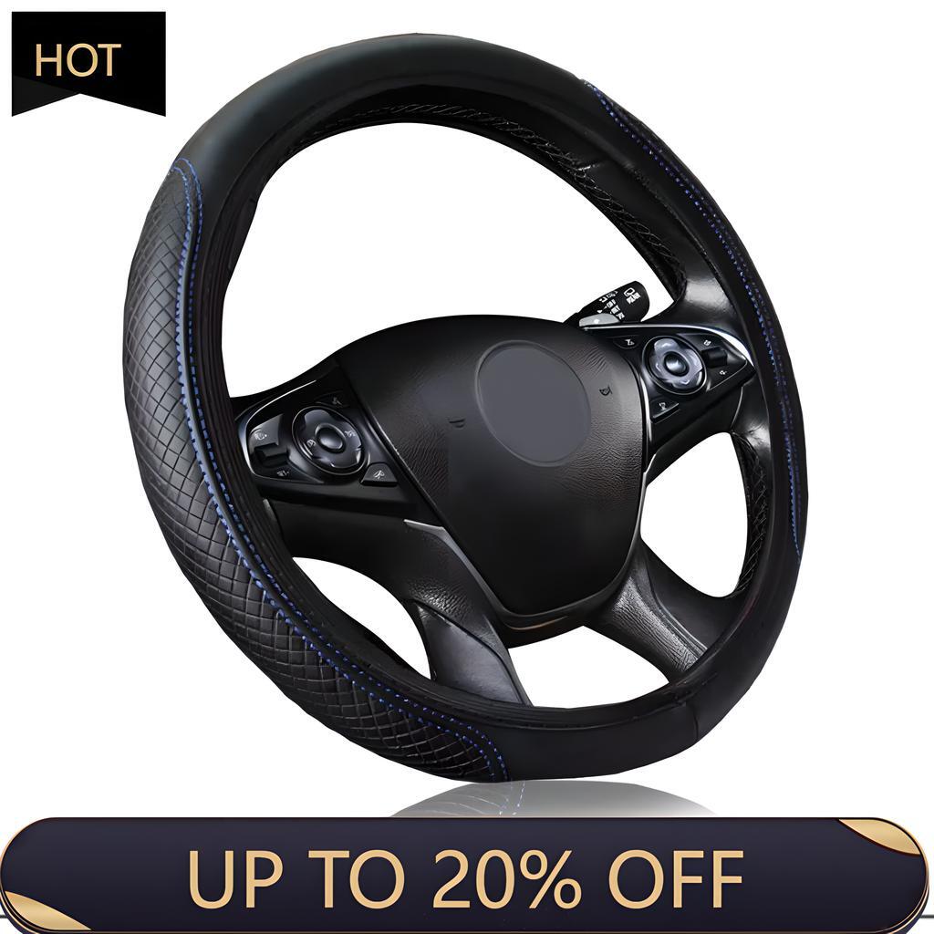 Car Steering Wheel Cover,15/37-38CM Black Universal Microfiber Leather Covers