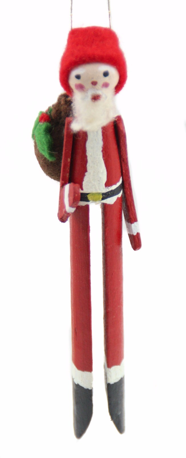Clothespin Santa Handmade Christmas Tree Ornament Holiday Décor  