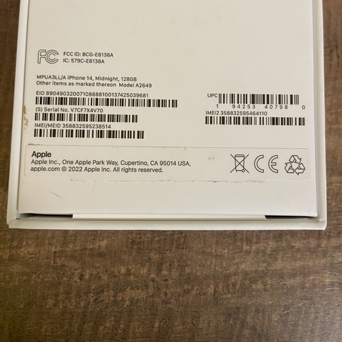 Apple iPhone 14 128 GB BOX ONLY with Apple Sticker, Inset and USB-C cable - Zdjęcie 5 z 6