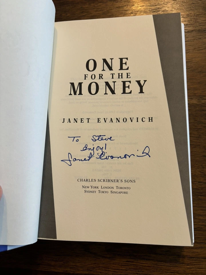 SIGNED One For The Money By Janet Evanovich 1st Edition 2nd Printing 1994 HCDJ Foto 2 de 4