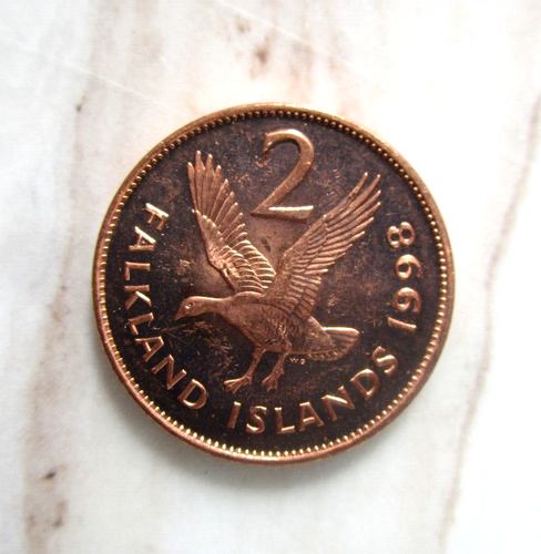 FALKLAND ISLANDS, 2 pence, 1998 unc Km 3a (1998-1999), Goose - Picture 3 of 3