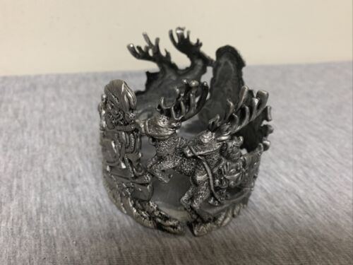 Pewter Santa on Sleigh Christmas Candle Holder Taiwan - Picture 7 of 9