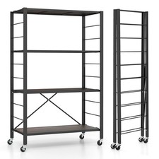 4-tier Rack Folding Storage Unit Shelf w/ Loc...