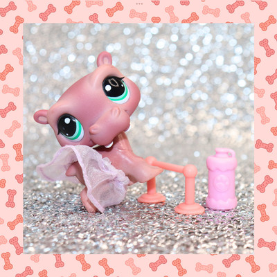 Littlest Pet Shop Authentic LPS #1415 Brown/Plum Hippo Blue Eyes (Ballet Set)