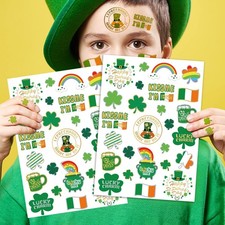 St Patricks Day Temporary Tattoos Shamrock Glitter Tattoos Party Decor Kiss M...