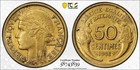 France 1932 50 Centimes 9 fermé PCGS MS 62