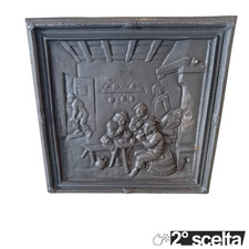 2° SCELTA TOP* 38x38x1cm Lastra frontone ghisa Camino stufe mod Taverna