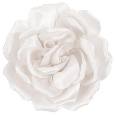 4.3 White Rose Hair Clips Flower Brooch Pins for Women Dress  Silk Satin Fab...