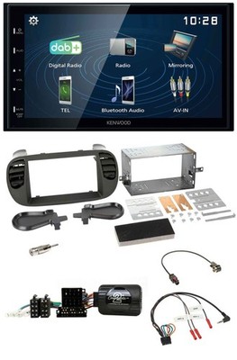 Kenwood 2DIN Bluetooth Lenkrad USB DAB Autoradio für Fiat 500 08-15 soft touch