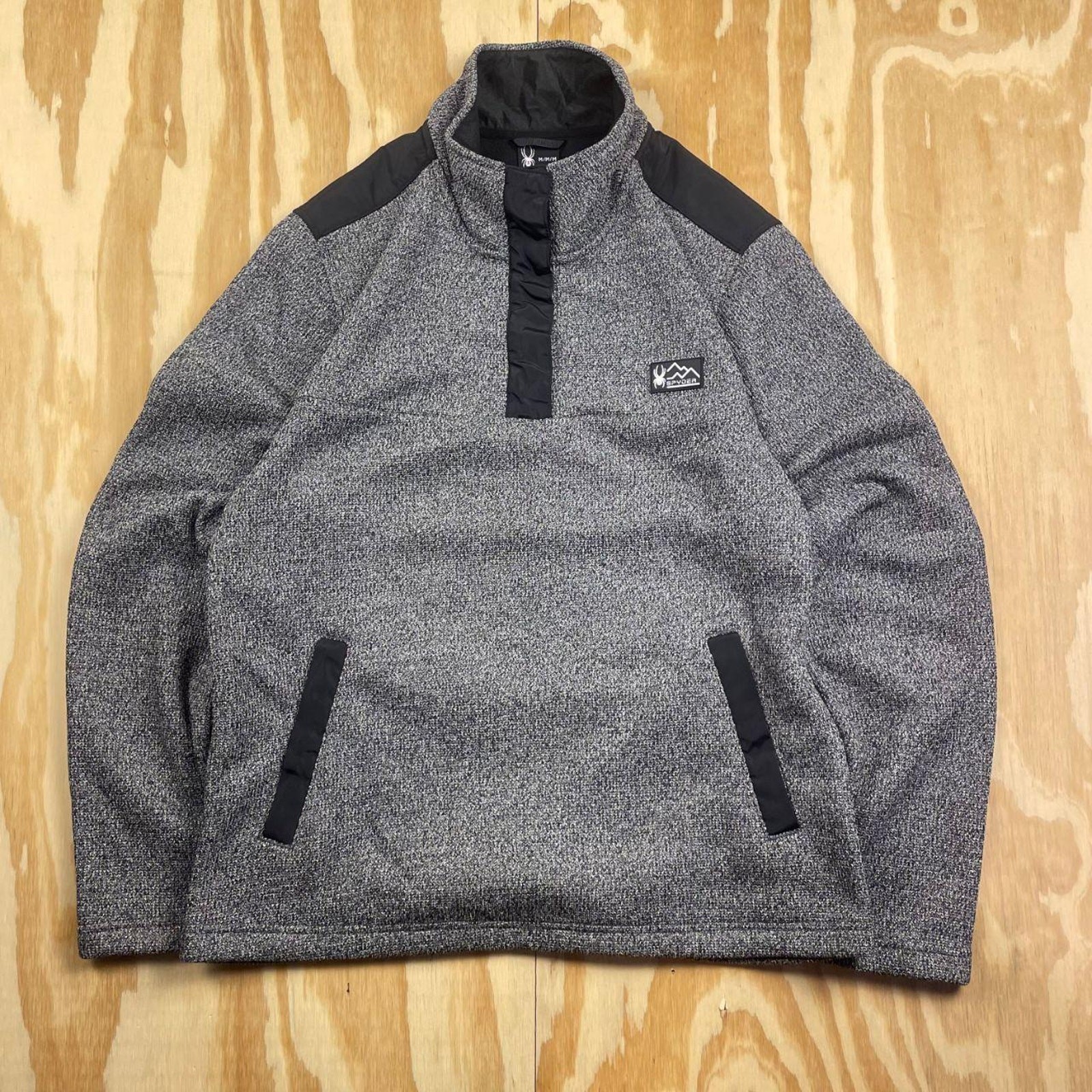 Spyder Soft Shell Snap Pullover Jacket – Black/Gr… - image 1