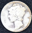 1917-D ABOUT GOOD Mercury Dime, 90% SILVER!