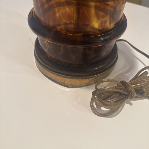 Vintage Paul Hanson Mid Century Modern Brown tortoise blown glass column lamp - Picture 7 of 17