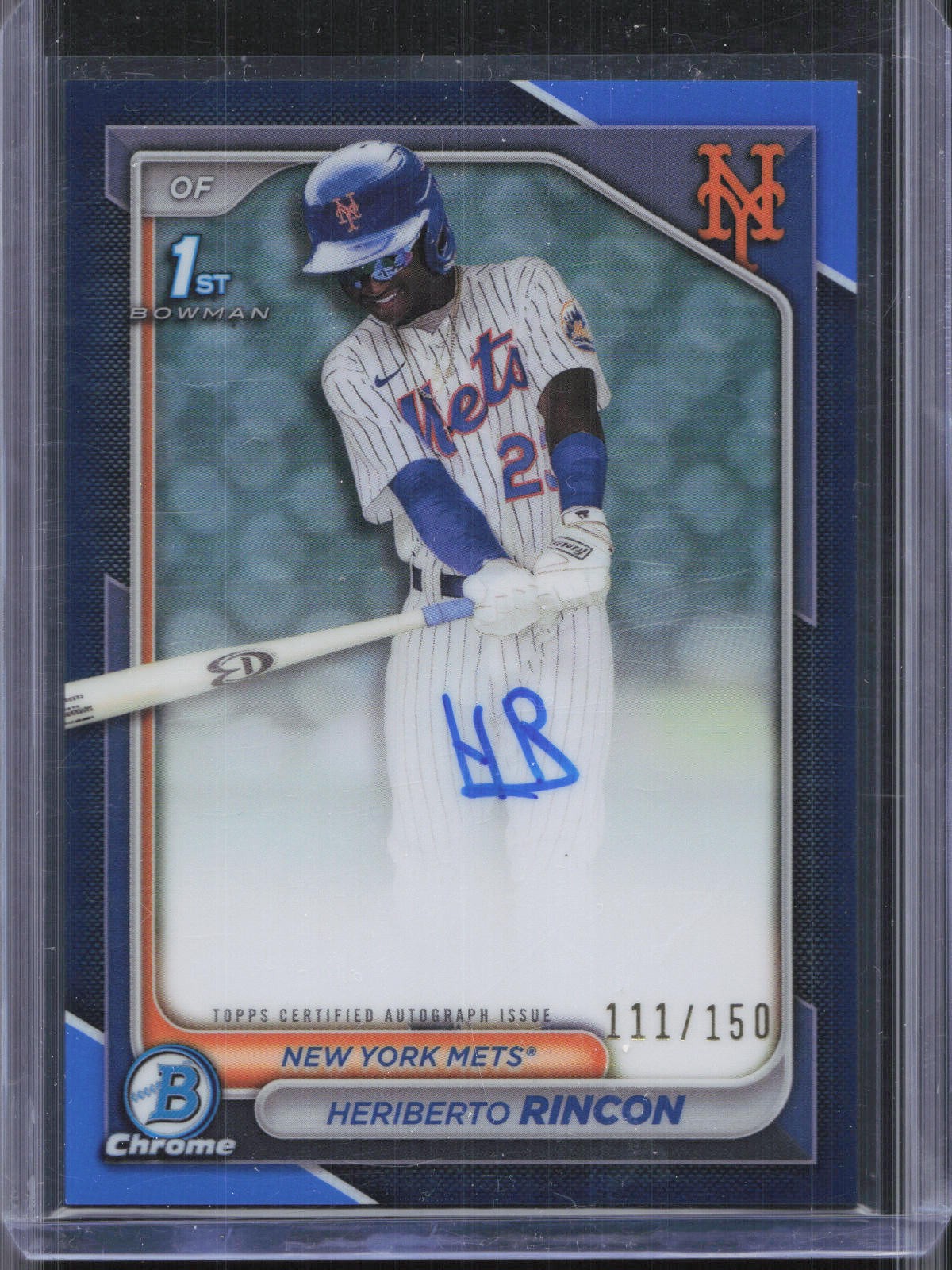 2024 Bowman Chrome #CPA-HR Heriberto Rincon 1st True Blue Refractor Auto #/150