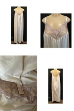 Vtg JENELLE NIGHTGOWN Soft TRICOT NYLON Champagne Plus XXL 58"  Roomy Armholes