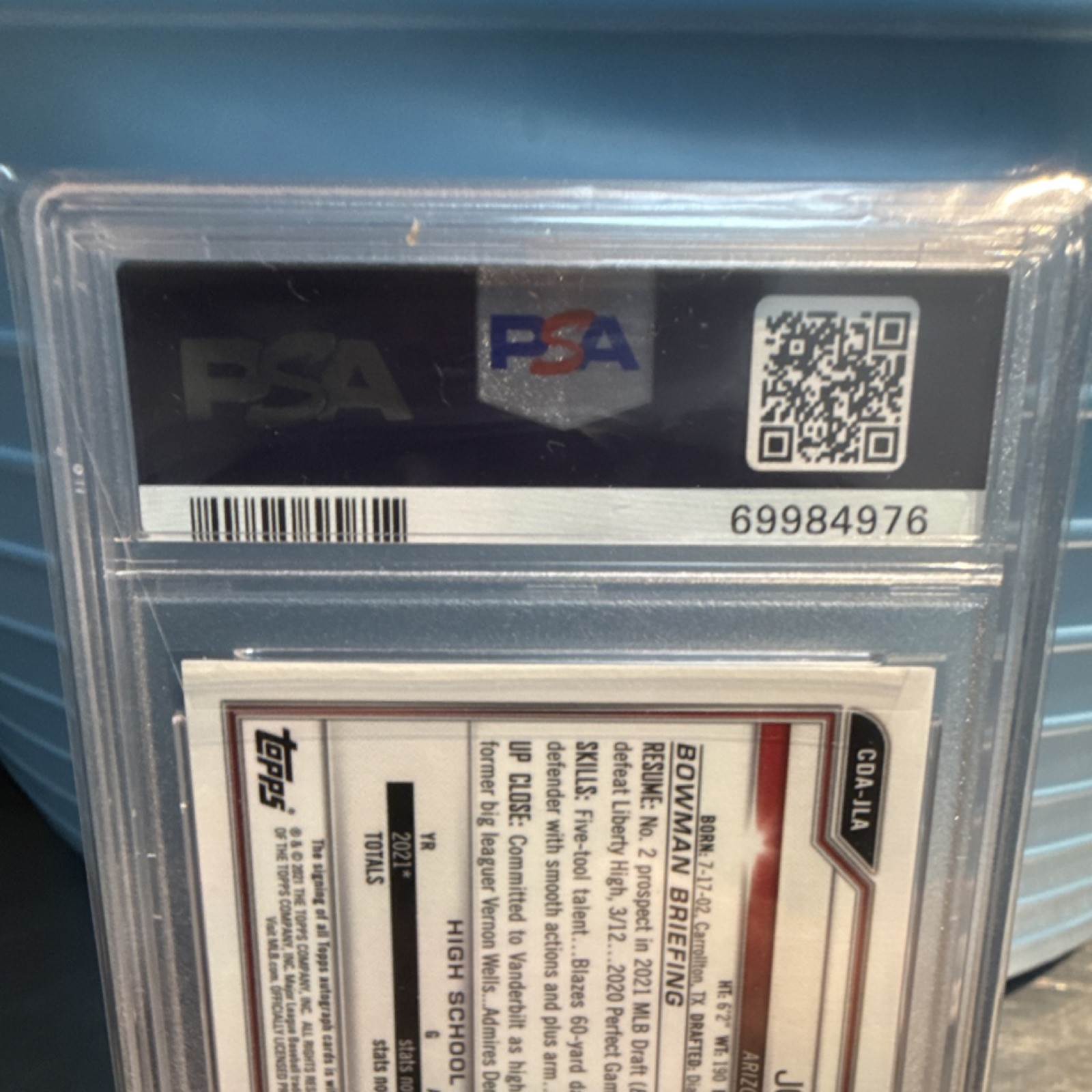 Jordan Lawlar RC Auto PSA 9 2021 Bowman Draft Chrome #CDA-JLA Diamondbacks 🔥 view 6