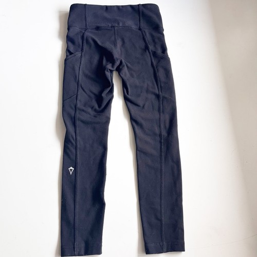 Ivivva by Lululemon Girls' Sz 7 Black Active Leggings Mesh at Ankles Side Pocket