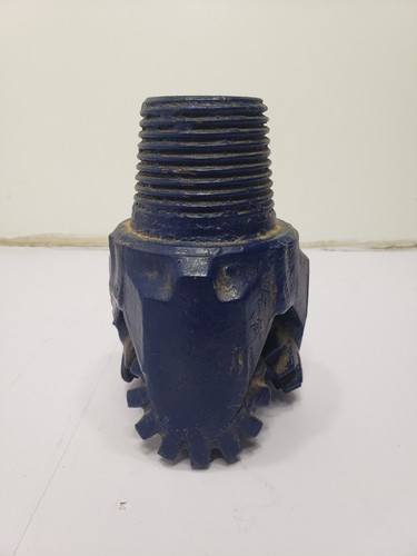 Vtg 4” TriCone Rock Drill Bit Steel Tooth Roller Cone Oil Water Well Bit 7” Tall