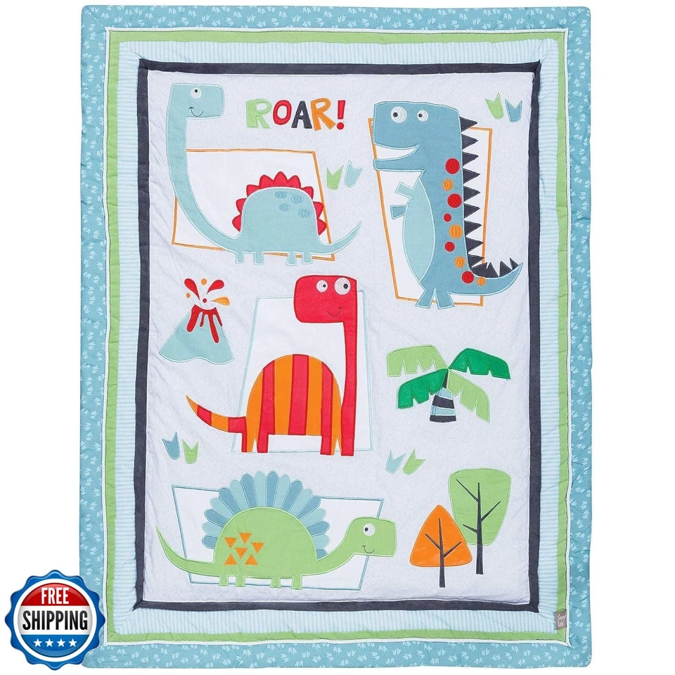 Trend Lab Dinosaur Roar Transpirable Juego de Ropa de Cama para Cuna de 3 Piezas, Se puede Usar como Foto 4 de 4