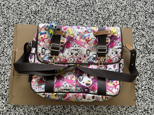 Tokidoki Multi Color Cartoon Messengers Bag Agjustable Strap Character Keychain