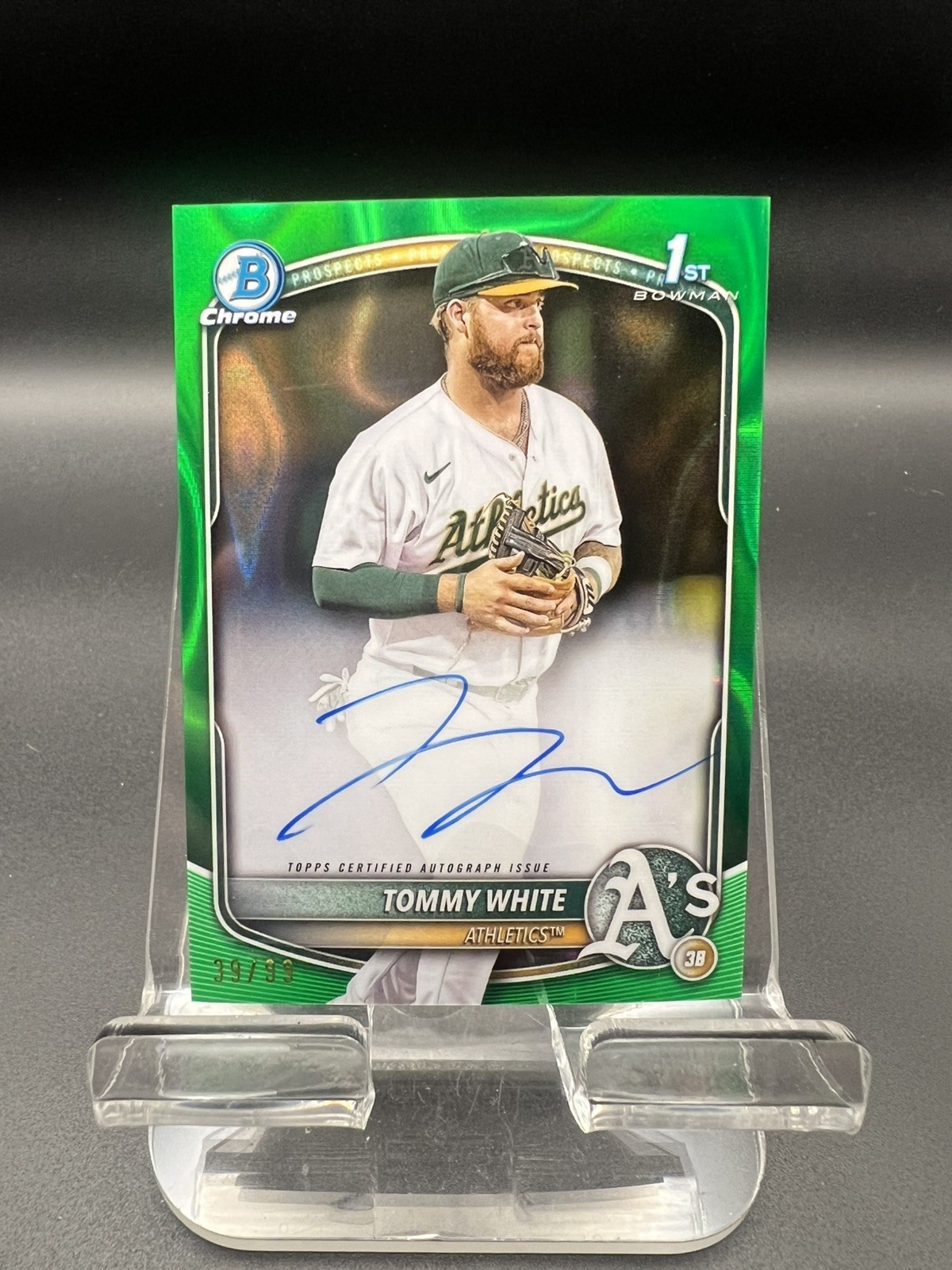 2025 Bowman Chrome Tommy White /99 1st Bowman Green Lava Auto #CPA-TWH Athletics