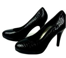 Kadina Black Embossed Leather Shoes Women US 6 Professional Exotic