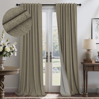 108 Inch Curtains 2 Panel Set Burg Modern Earthy Earth Tone Decorative Dark O...