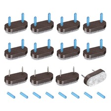 12Pcs Nail-on Felt Furniture Pads Round Rectangle Furniture Sliders 18mm, Brown