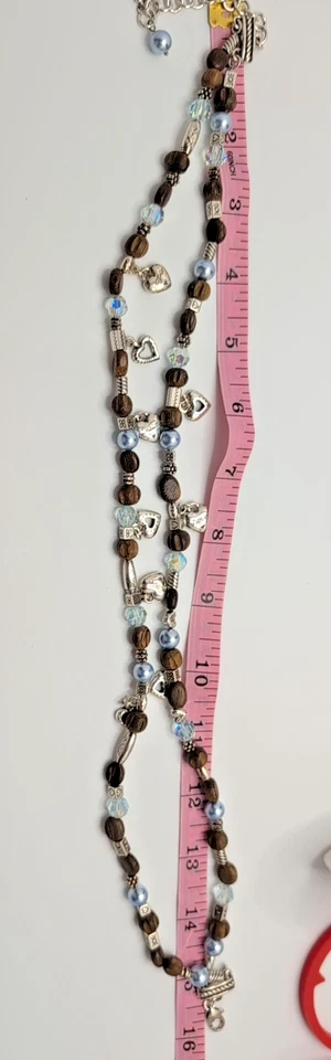 Brighton Necklace Zen Garden Double Strand Silver Plated love dream wood Beads - Image 3 of 4