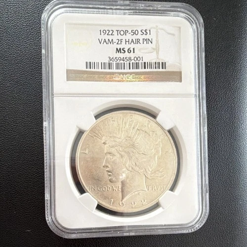 1922 Peace Dollar VAM-2F Hair Pin MS 61 NGC Silver Philadelphia
