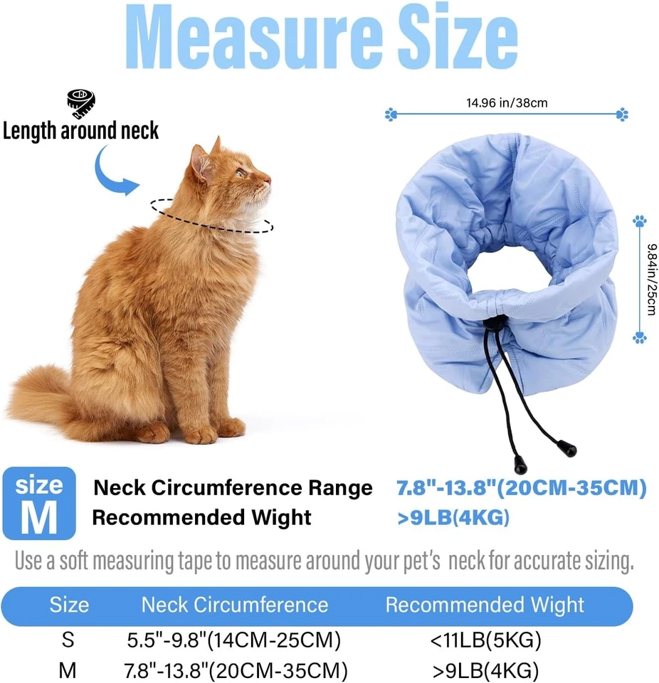 Cat Recovery Cone Soft Adjustable Kittens Elizabethan Collar After Surgery - Image 2 of 4