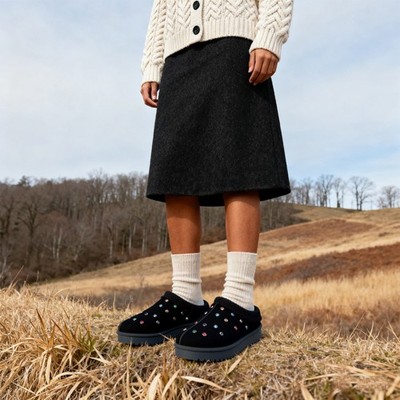 Damen Hausschuhe Slipper Winter warm Fell gefüttert Indoor Outdoor Slipper Gr.