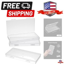 3pcs Mini Plastic Storage Box with Hinged Lid, 6.5x3.3in Clear Rectangle Dust...