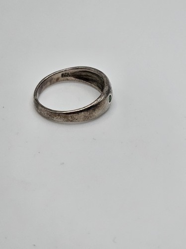 Vintage Sterling Silver Green Emerald Dainty Band Ring Size 6.5 - Picture 4 of 11