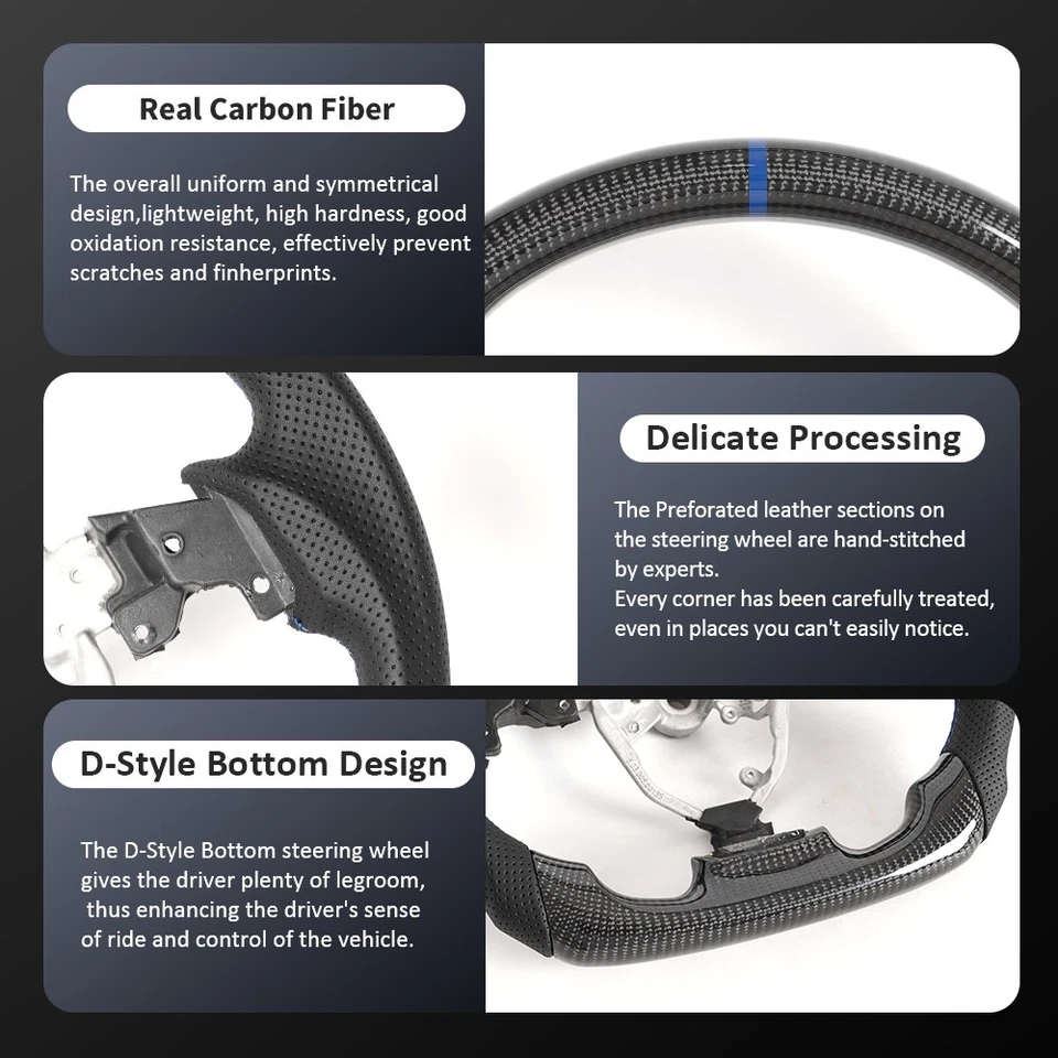 Volante de fibra de carbono para Lexus IS250 IS300 IS350 2006-2012 línea azul Foto 4 de 4