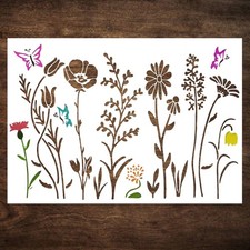 Large Wildflower Stencil for Painting 17x12 Inches - Stencils for Crafts Re...