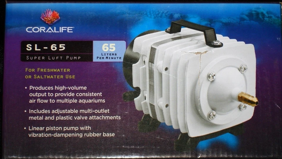 Bomba de aire Coralife Super Luft alta presión para pecera acuario SL-65 Foto 2 de 2