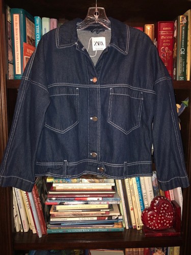 Zara Dark Wash Oversized Denim Jacket 