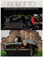 1970 MGB/GT Vintage Original Print AD - Black car photo British Leyland Austin