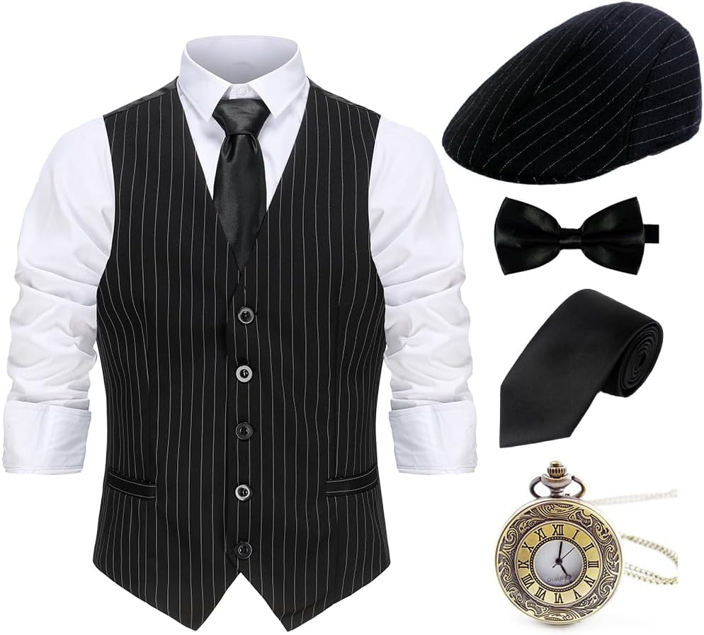 Gangsta セット 1920S Mens Costume Gatsby Gangster Costume Accessories Set 20S Hat