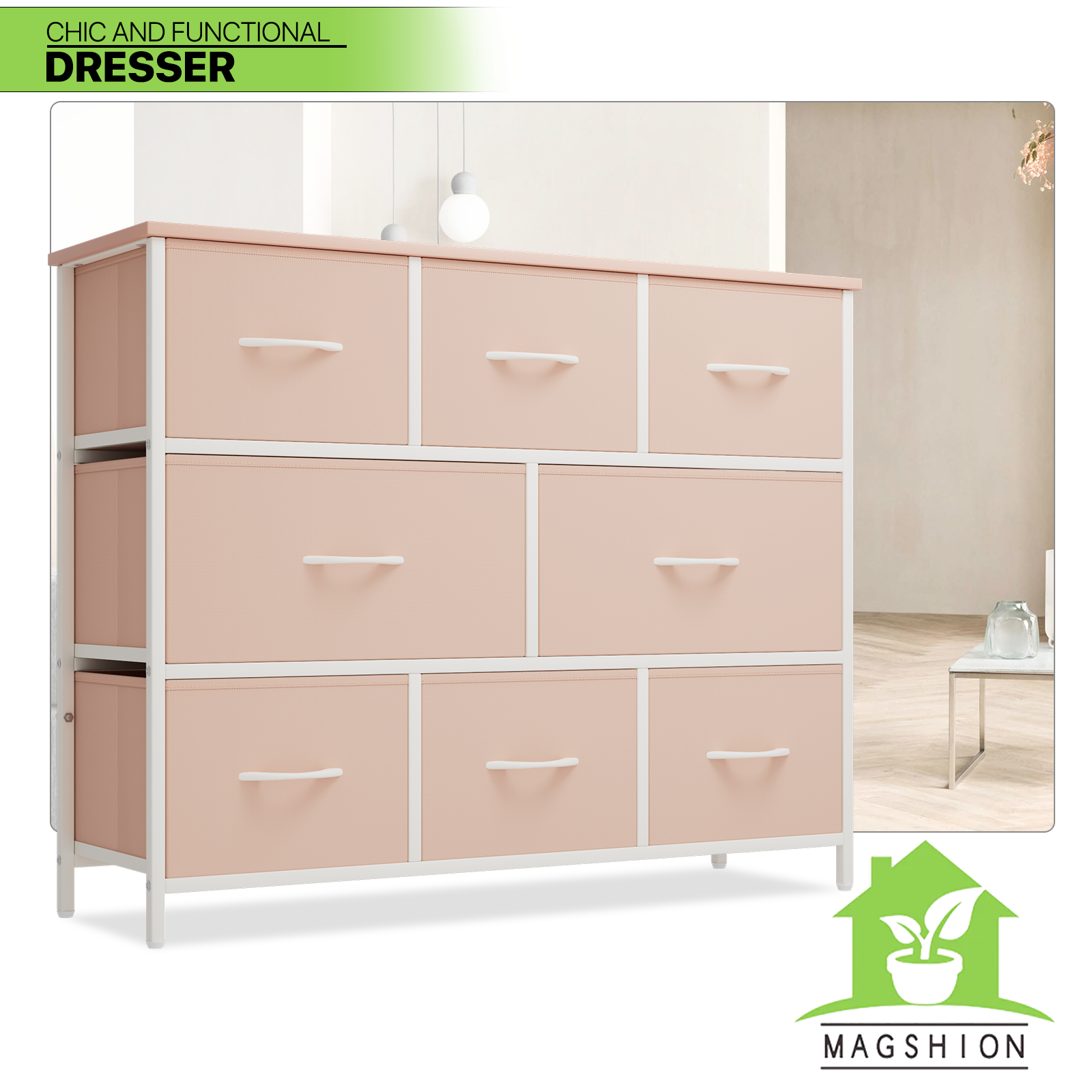 10 Double Drawers Dresser Fabric Chest of Drawers Clothing Storage Organizer Bin