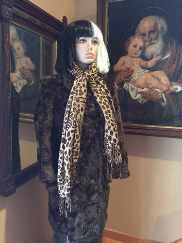 Calvin Klein Brown 3/4 Faux Fur Coat M 