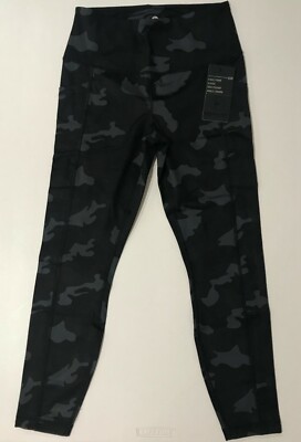 90 Degree By Reflex High Waisted Side Pocket Leggings CAMO BLACK COMBO SZ:M  NWT