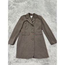Harolds Jacket Womans 4 Brown Long Stretch Chore Trench Coat Vtg Made In Usa 90s