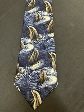 Endangered Species Men's Tie Blue Dolphins Playing in Water 4" X 58" Silk USA