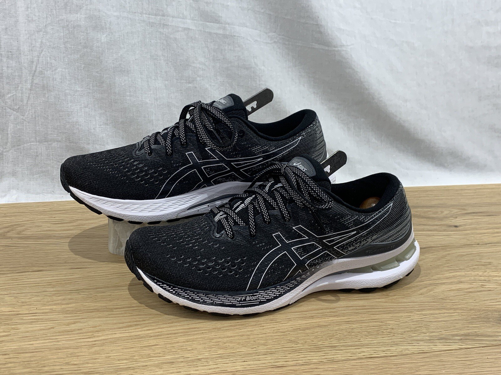 Asics Gel Kayano 28 Running Shoes Black White Women's Size WIDE