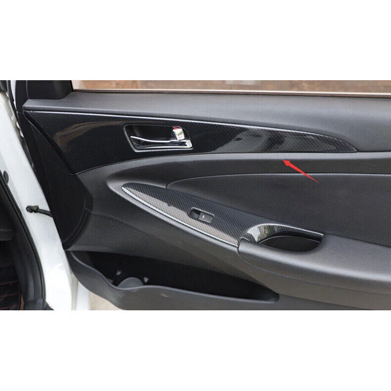 For Hyundai Sonata 2011-2014 Carbon Fiber Inner Door Bowl Armrest Stripe Cover - Image 3 of 4